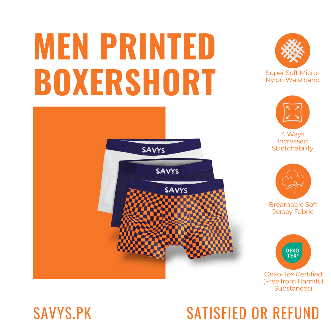 Men Printed Boxershort Underwear (Pack of 3) - Savys -