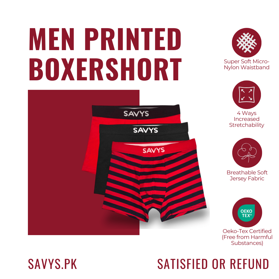 Men Printed Boxershort Underwear (Pack of 3) - Savys -