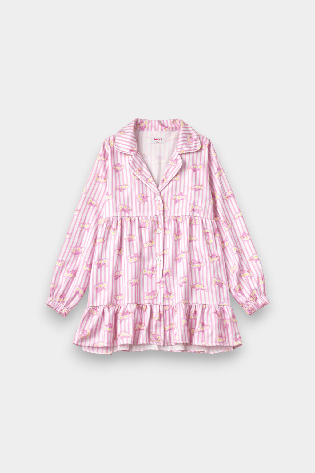 Women Silky Sleepwear Set – Blush Petal Stripe