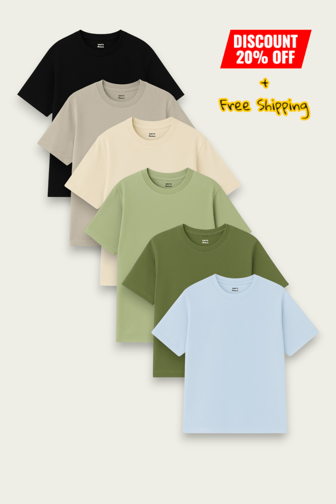 6 Days, 6 Colors – Regular Fit T Shirt Pack - Savys - 