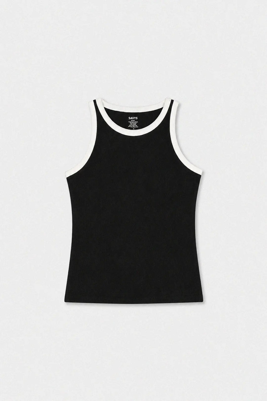 Contrast Rib Tank Top - Black