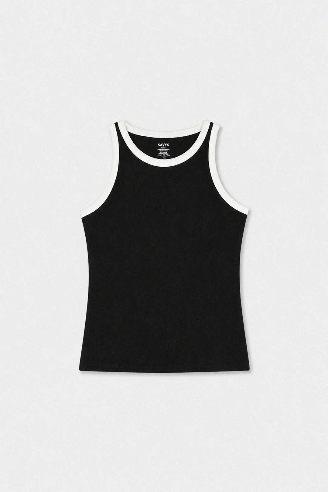 Contrast Rib Tank Top - Black