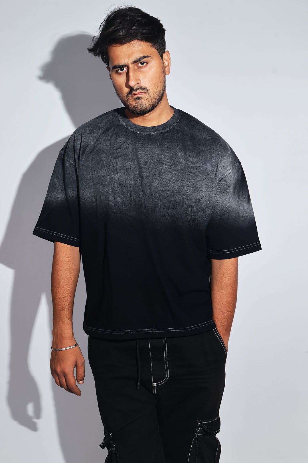 Black Sunburn Washed Oversized Tee