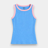 Contrast Rib Tank Top - Blue