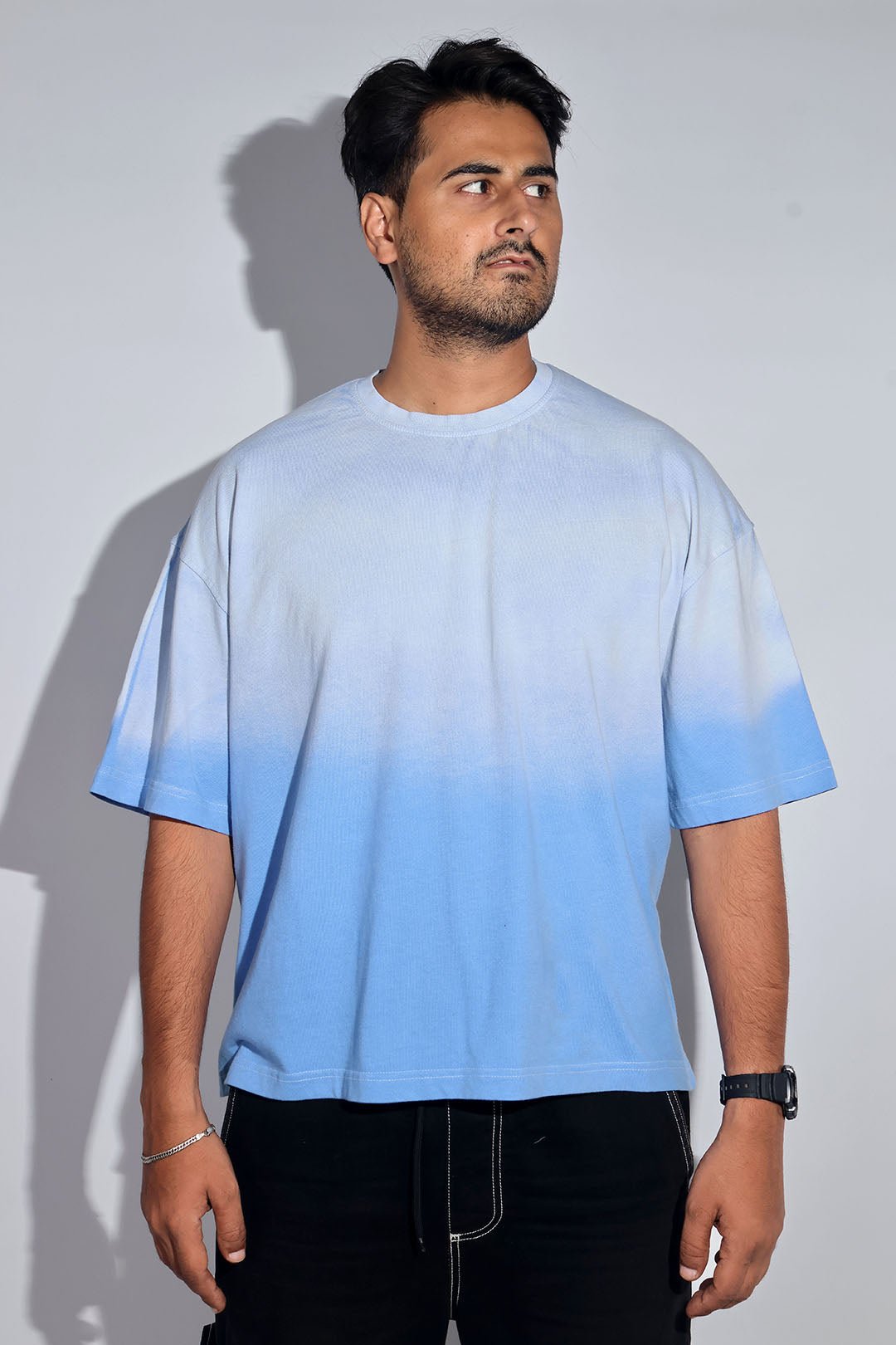 Blue Sunburn Washed Oversized Tee - Savys - 