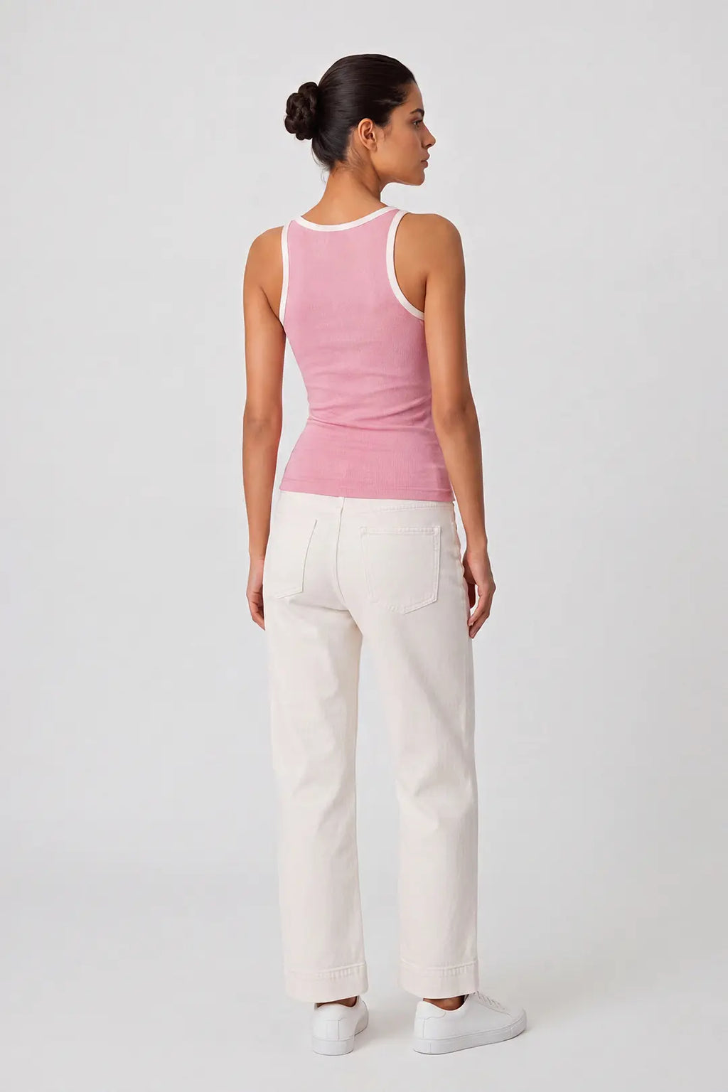 Contrast Rib Tank Top - Deep Pink