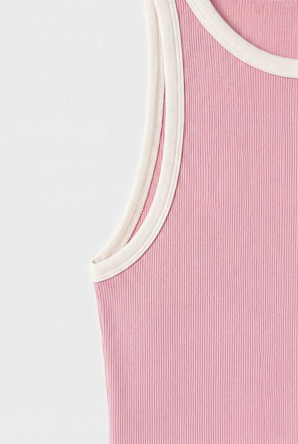 Contrast Rib Tank Top - Deep Pink
