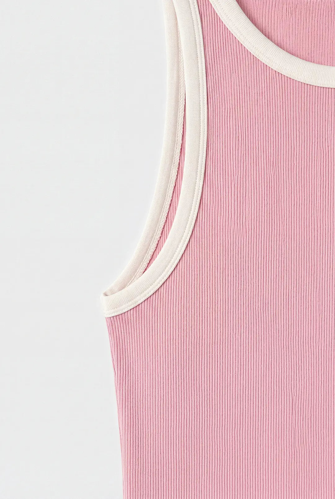Contrast Rib Tank Top - Deep Pink