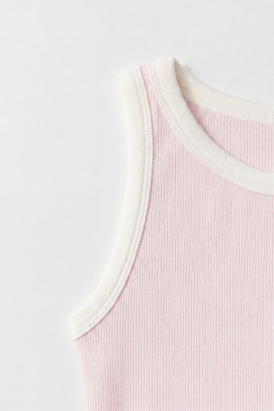 Contrast Rib Tank Top - Light Pink