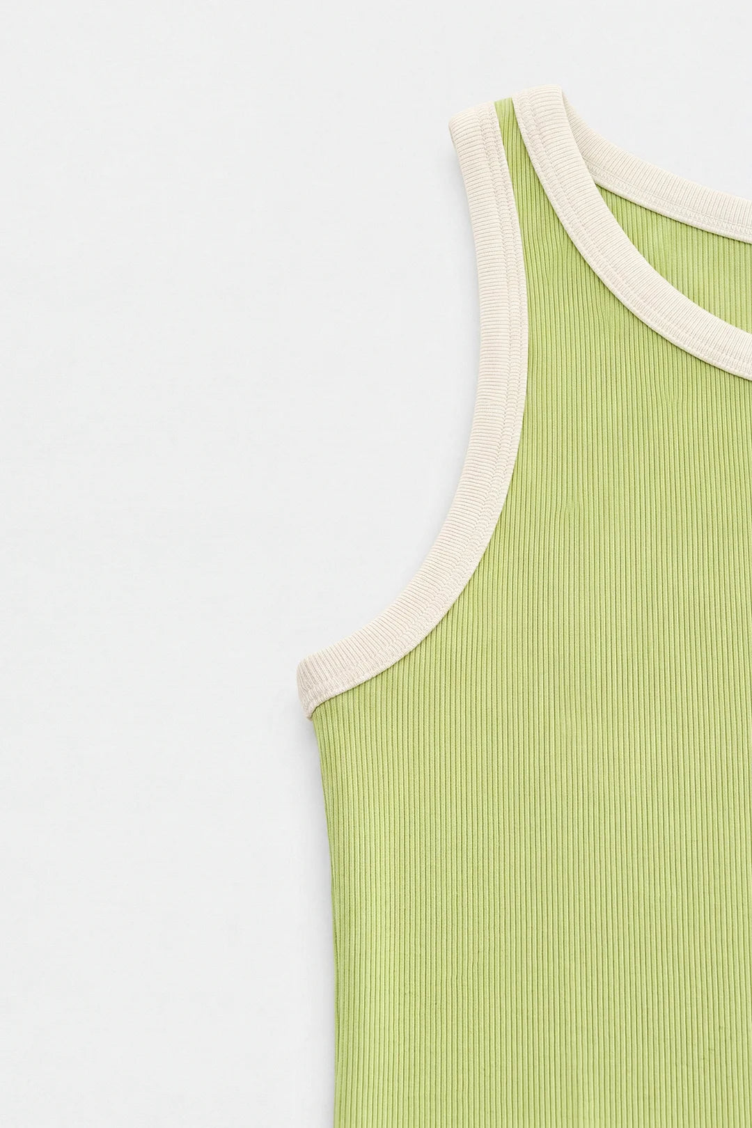 Contrast Rib Tank Top - Olive