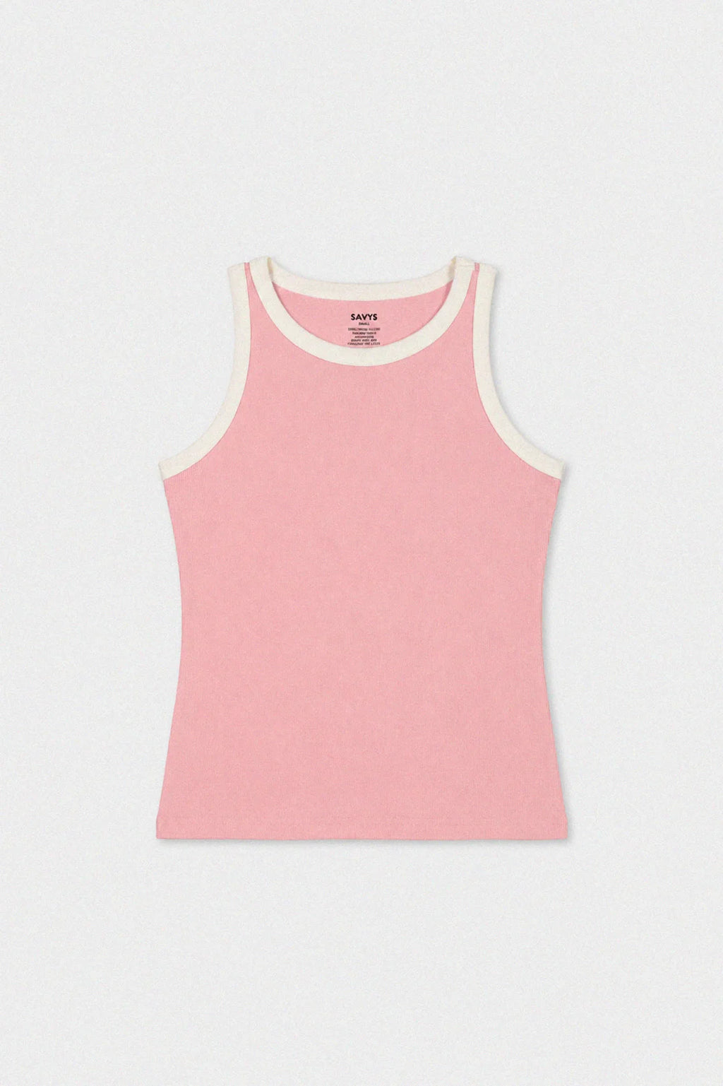 Contrast Rib Tank Top - Pastel Pink
