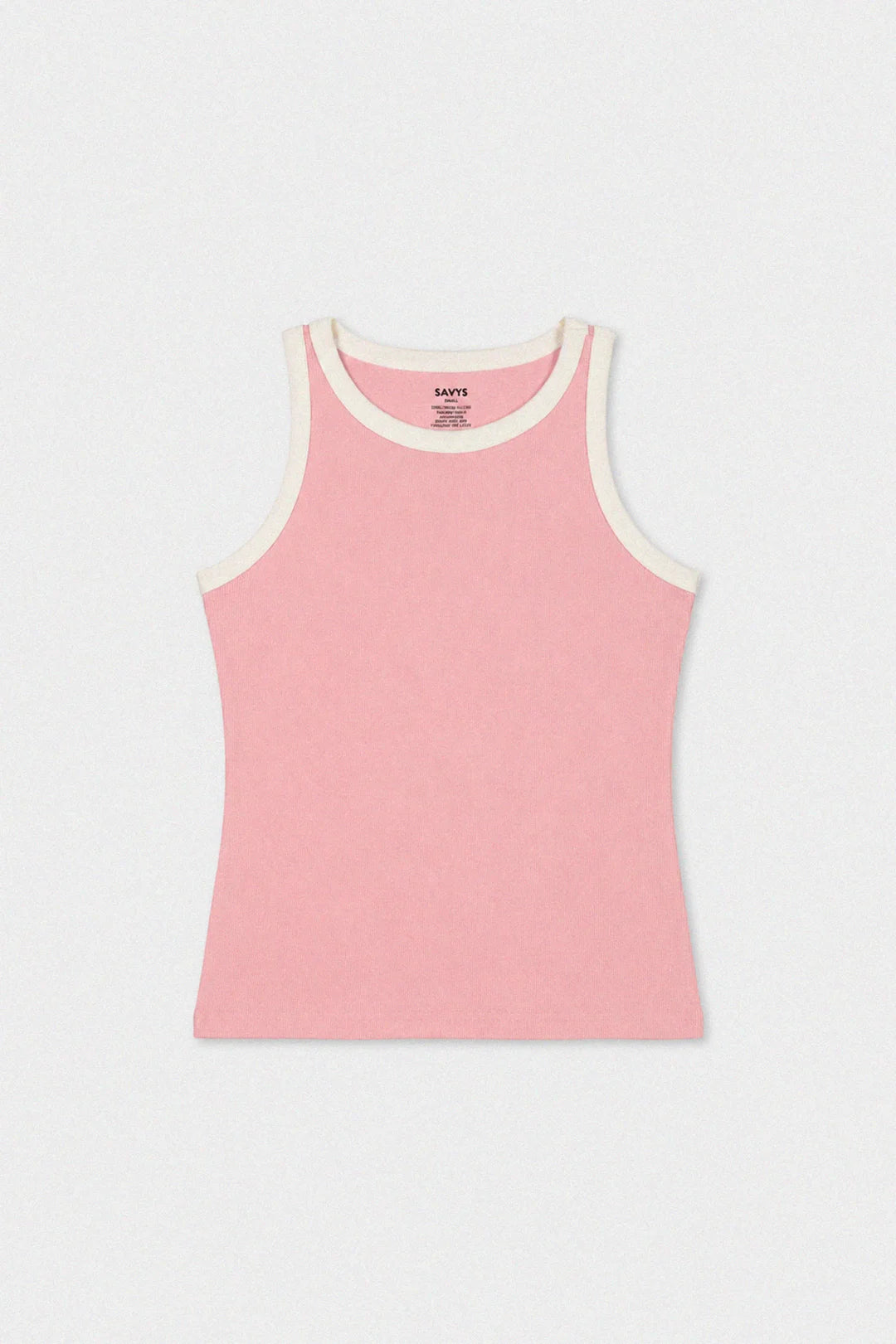 Contrast Rib Tank Top - Pastel Pink