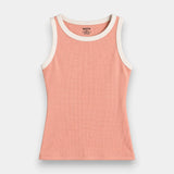 Contrast Rib Tank Top - Peach