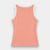 Contrast Rib Tank Top - Peach
