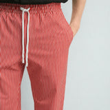 Straight Trouser - Red & White Striped