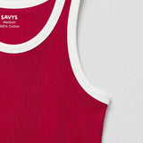 Contrast Rib Tank Top - Red