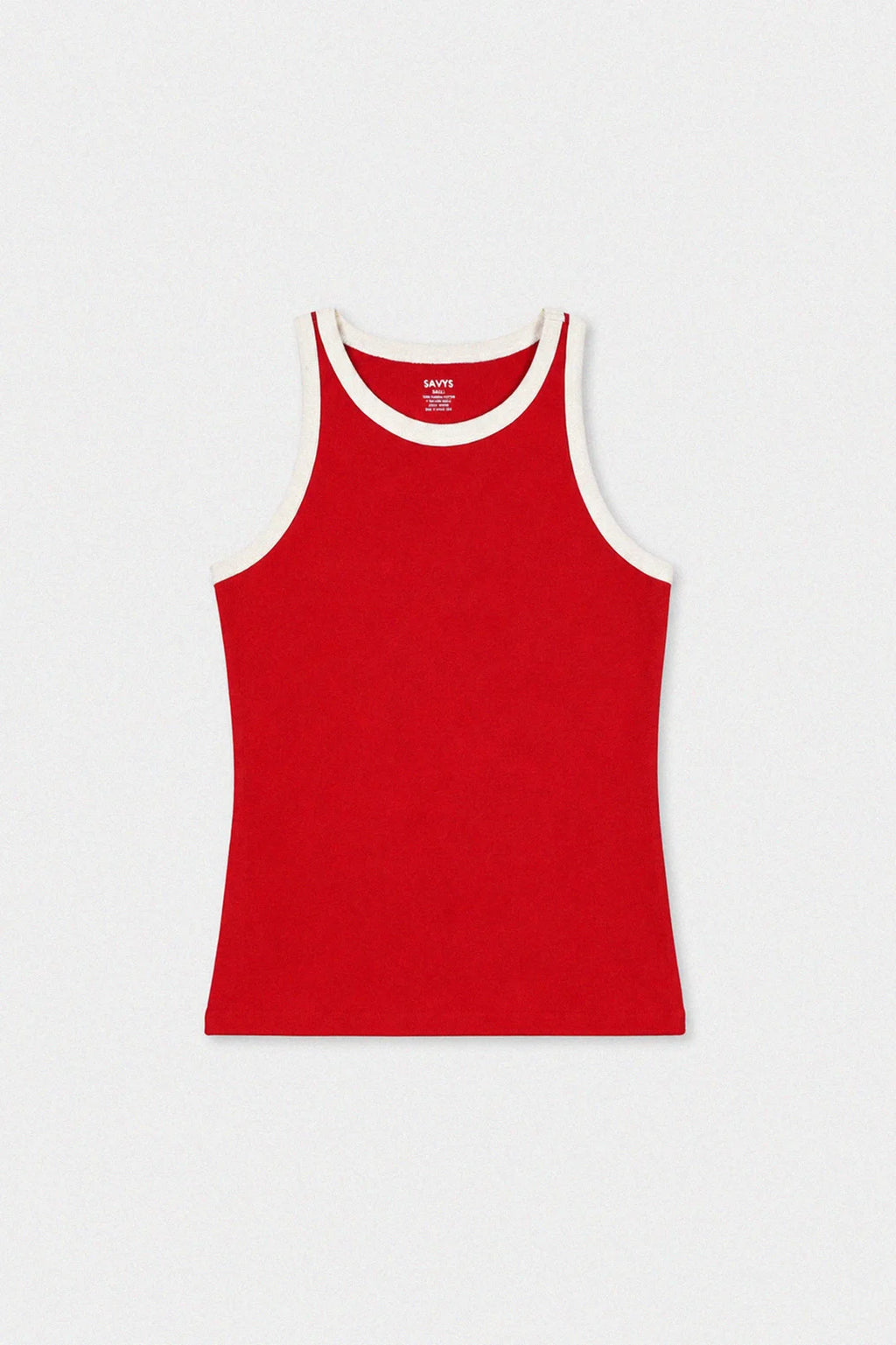 Contrast Rib Tank Top - Red