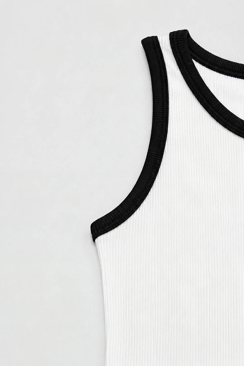 Contrast Rib Tank Top - White
