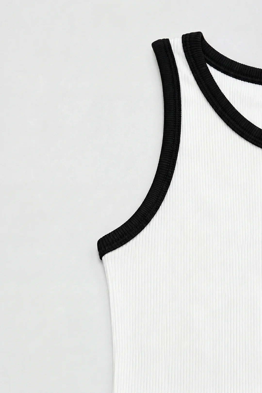 Contrast Rib Tank Top - White