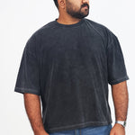 Black Acid Washed Oversized Tee - Savys - 