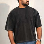 Black Acid Washed Oversized Tee - Savys Retail -