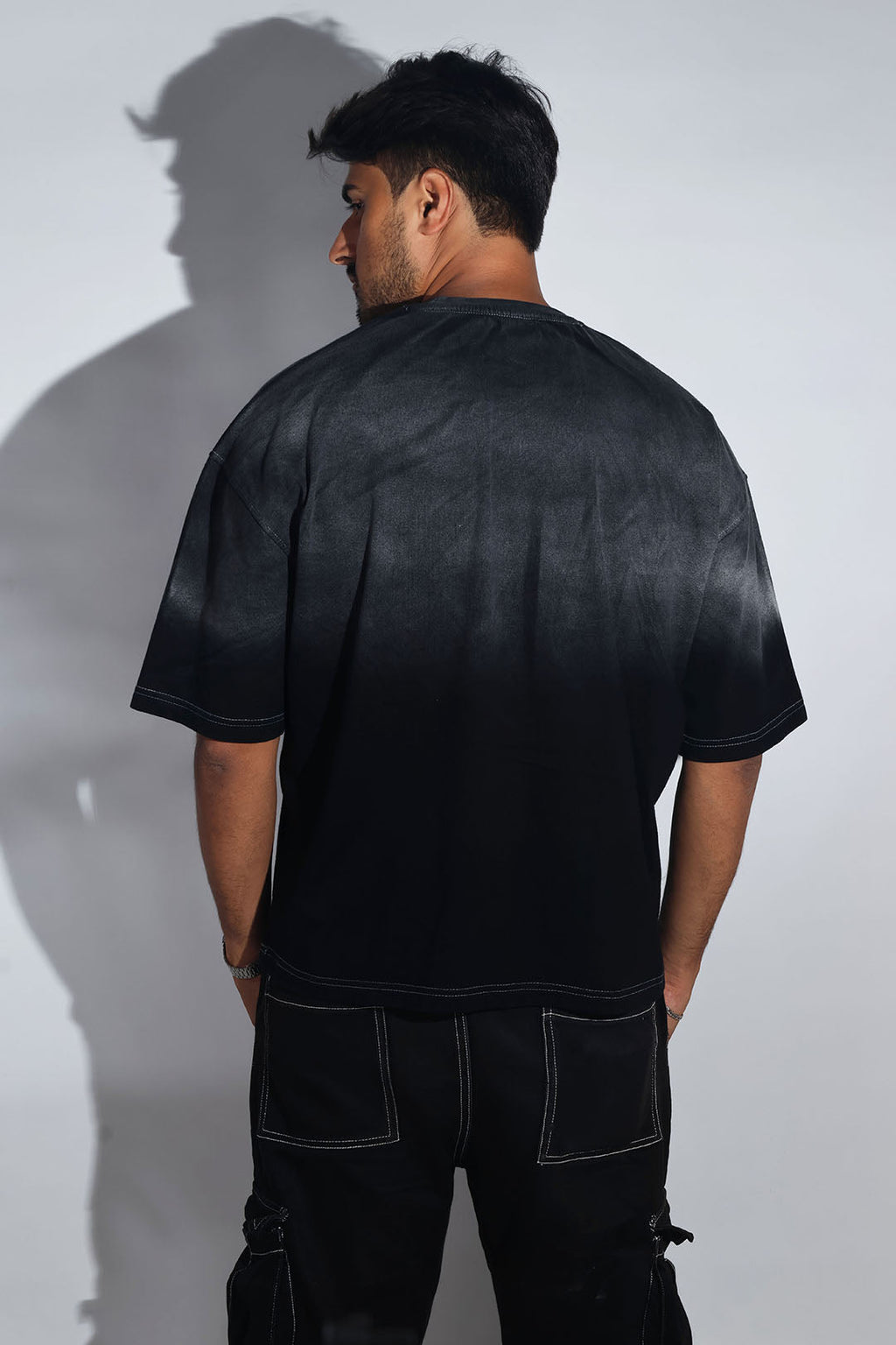Black Sunburn Washed Oversized Tee - Savys - 