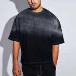 Black Sunburn Washed Oversized Tee - Savys - 