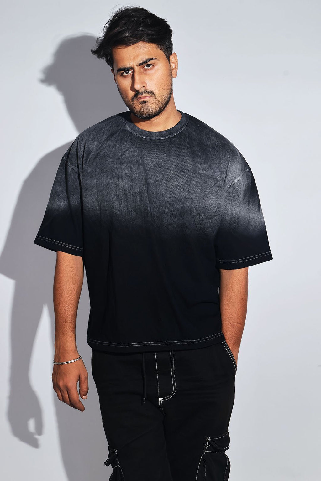 Black Sunburn Washed Oversized Tee - Savys - 