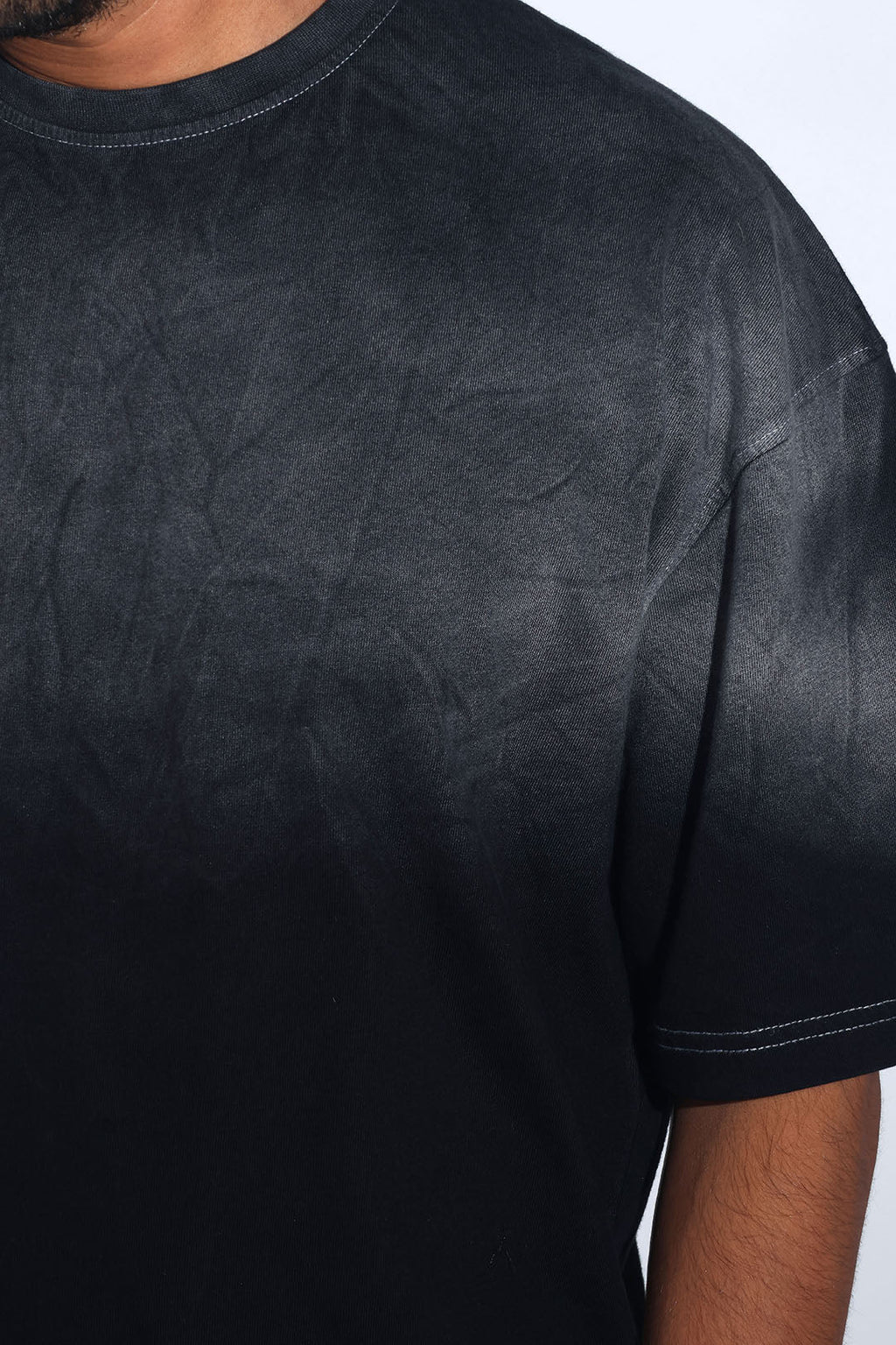 Black Sunburn Washed Oversized Tee - Savys - 