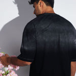 Black Sunburn Washed Oversized Tee - Savys - 