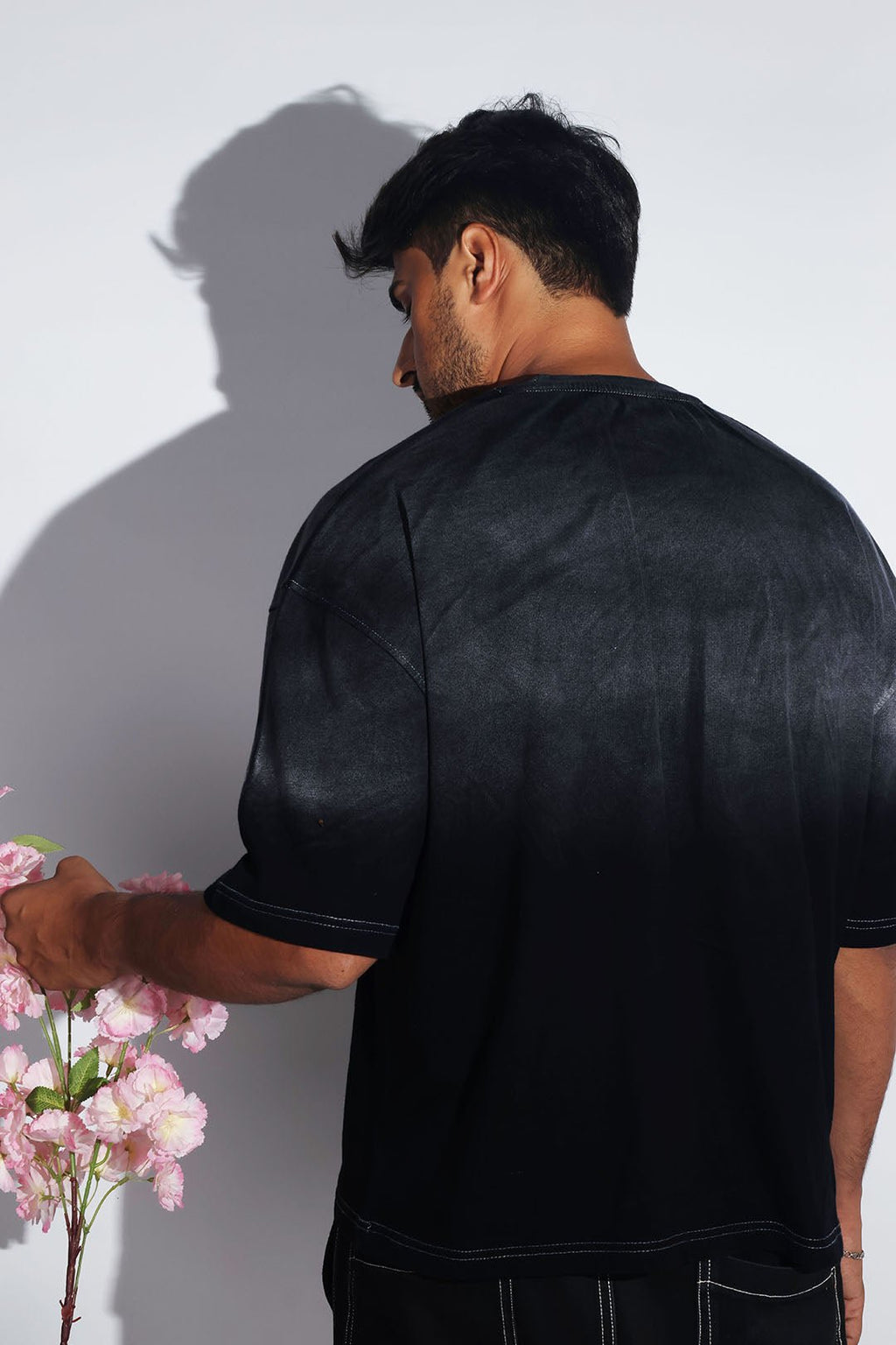 Black Sunburn Washed Oversized Tee - Savys - 