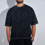 Black Thermopol Washed Oversized Tee - Savys - 