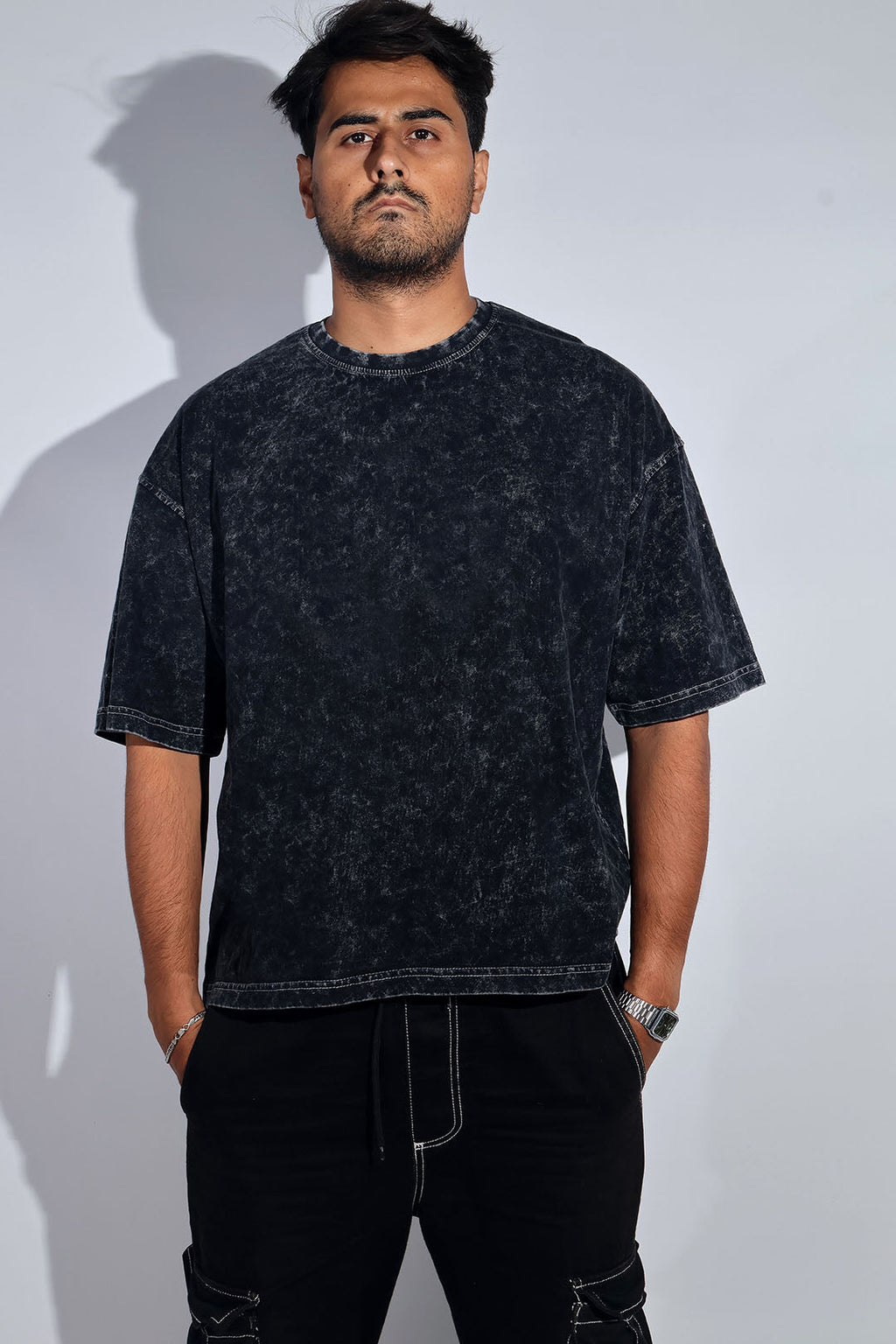 Black Thermopol Washed Oversized Tee - Savys - 