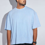Blue Acid Washed Oversized Tee - Savys - 