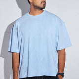 Blue Acid Washed Oversized Tee - Savys - 