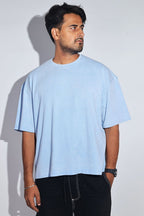 Blue Acid Washed Oversized Tee - Savys - 
