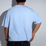 Blue Acid Washed Oversized Tee - Savys - 
