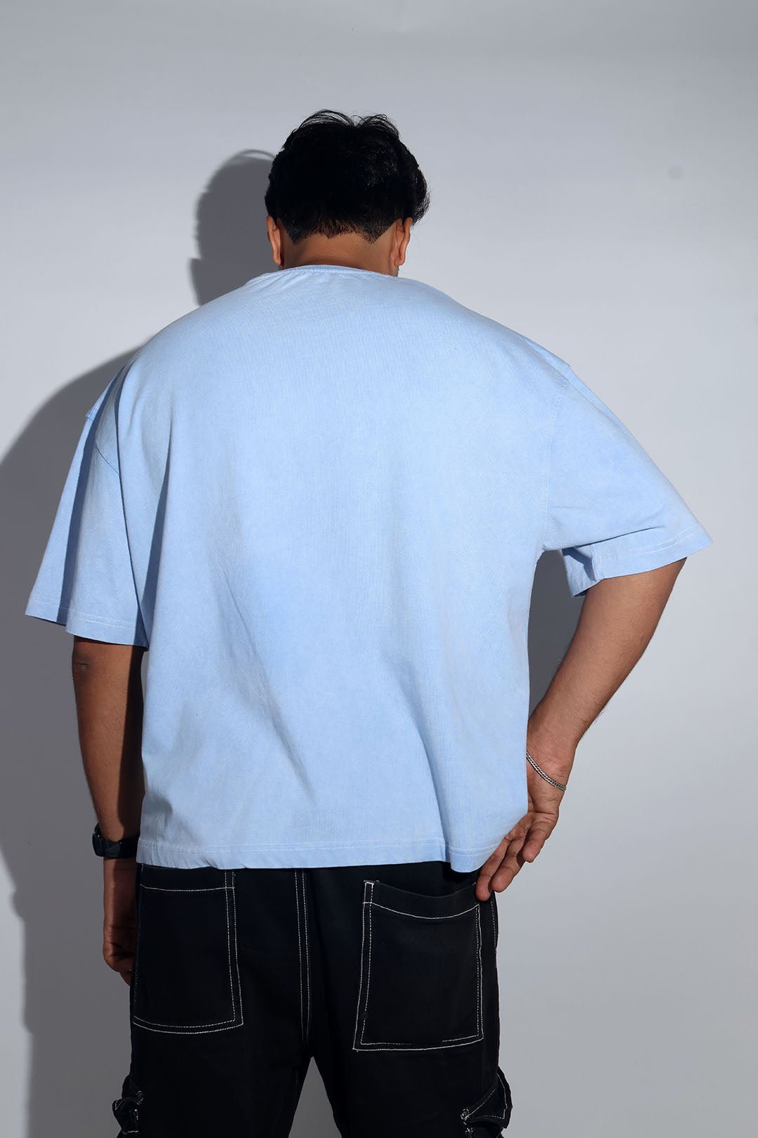 Blue Acid Washed Oversized Tee - Savys - 