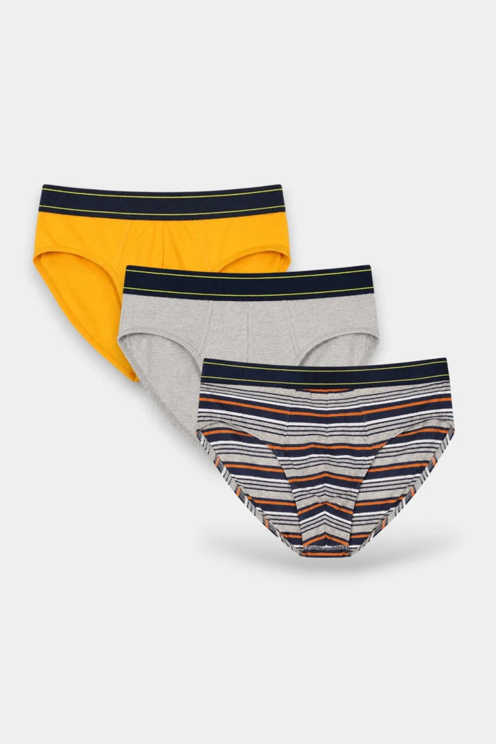 Brief Underwear (Pack of 3) - Orange Stripes - Savys Retail -