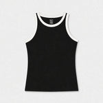 Contrast Rib Tank Top - Black - Savys Retail -