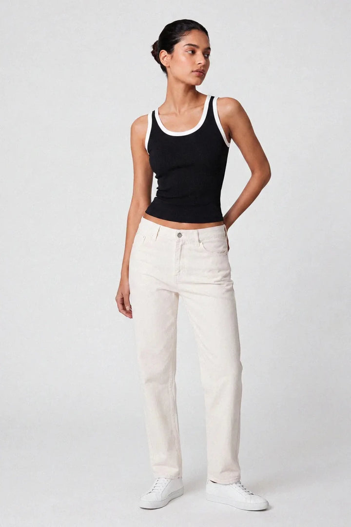 Contrast Rib Tank Top - Black - Savys Retail -