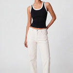 Contrast Rib Tank Top - Black - Savys Retail -