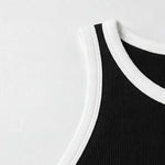 Contrast Rib Tank Top - Black - Savys Retail -