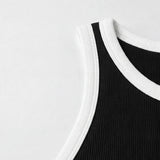 Contrast Rib Tank Top - Black - Savys Retail -