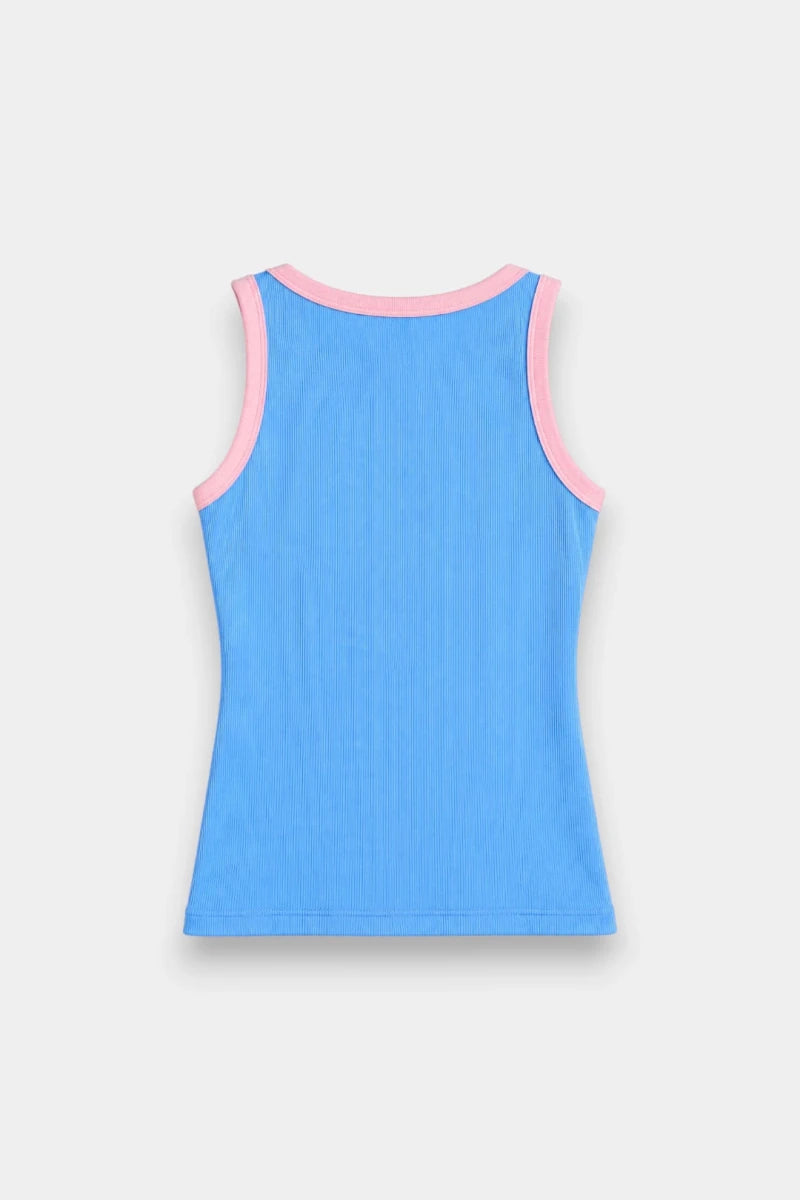 Contrast Rib Tank Top - Blue - Savys Retail -