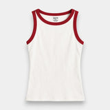 Contrast Rib Tank Top - Cream&Red - Savys Retail -