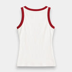 Contrast Rib Tank Top - Cream&Red - Savys Retail -