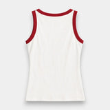 Contrast Rib Tank Top - Cream&Red - Savys Retail -