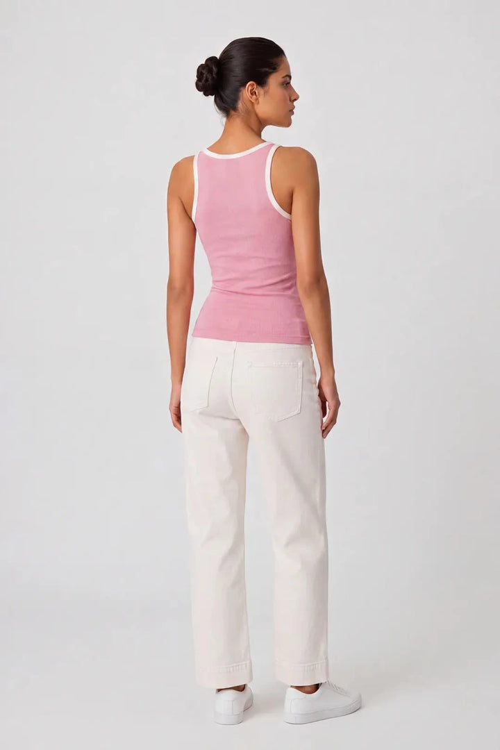 Contrast Rib Tank Top - Deep Pink - Savys Retail -