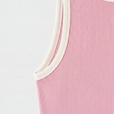 Contrast Rib Tank Top - Deep Pink - Savys Retail -